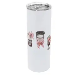 Elanze Designs 20 Ounce Stainless Steel On the Go Travel Tumbler With Push Top Lid, Coffee Drinks and Bows