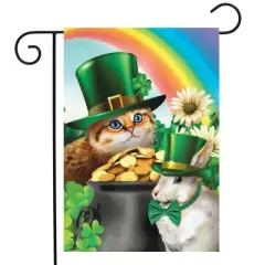 Briarwood Lane St. Pat's Cats St. Patrick's Day Garden Flag Pot o