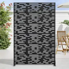 72" H&times;47"W Dovelina Black Metal Planter Box with Trellis Privacy Screen for Patio
