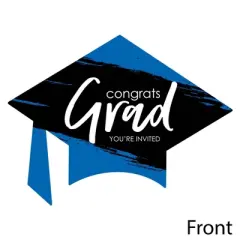 Big Dot of Happiness Blue Graduation Party Invitations - Shaped Fill-In Invite Cards with Envelopes - Set of 12