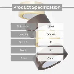 PSBM Clear Carton Sealing Packing Tapes 2.83" x 110 Yds (330'), 24 Rolls