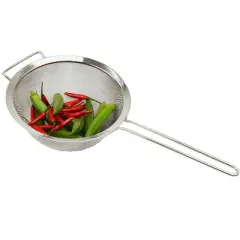 SAMMART Stainless Steel Mesh Strainer/Colander with Handle - Round Sieve with Wider Hoop