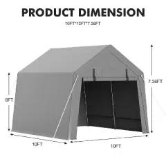 GustoWave Outdoor Portable Storage Shed, Carport Tent for Motorcycle, Bike