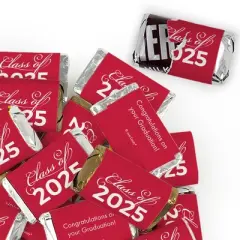 Graduation Candy Chocolate Party Favors by Just Candy (Hershey's Kisses, Miniatures or Both)  - Red Class of 2025