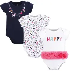 Little Treasure Baby Girl Cotton Bodysuits 3pk, Happy Rainbow