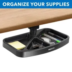 Mount-It! Under Desk Swivel Storage Tray | Ergonomic Undermount Shelf Organizer Holds Office Supplies | Mounts to Desktops Tables and Workbenches