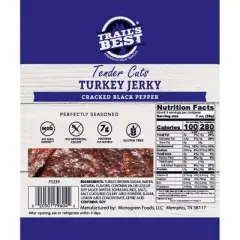 Trail's Best 2.85oz Cracked Black Pepper Turkey Jerky - 3 Packs