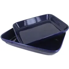 Blue Rose Polish Pottery 3700 Zaklady Rectangular Baker Set