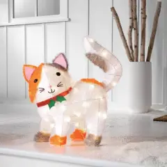 Incandescent Tinsel Calico Cat Christmas Novelty Sculpture Light with Clear Color Light Bulb - Wondershop&trade;