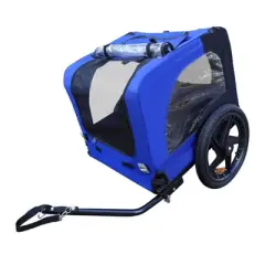 DOMETOUR Pet Trailer Pet Stroller for Small & Medium Dogs Easy Fold, Quick-Release Wheel, Non-Slip Floor, Internal Leash