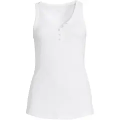 Lands' End Women's 2x2 Rib Henley Tank Top