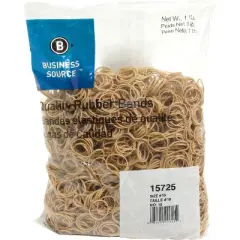 Business Source Rubber Bands Size 10 1 lb./BG 1-1/4"x1/16" Natural Crepe 15725