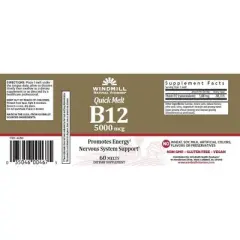 Windmill Quick Melt Vitamin B-12 5000 MCG Dietary Supplement 60 Ct