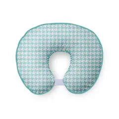 Bacati - 3 pc Houndstooth/Herringbone Aqua Muslin Hugster Feeding & Infant Support Nursing Pillow with 2 removable zippered covers 