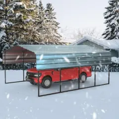 Erommy Carport with Galvanized Steel Roof, Multi-Use Shelter, Sturdy Metal Carport for Cars, Boats, and Tractors