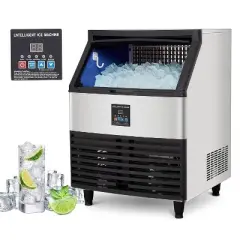 Acekool Commercial Ice Maker Machine, 320Lbs/24H Stainless Steel Under-Counter Ice Maker with 88Lbs Storage, Auto Clean for Restaurants & Bars