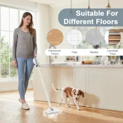 Teendow 6-in-1 Steam Mop for Floor Cleaning, Multi-Function Steam Vacuum Cleaner for Hardwood Floors and Carpet, White