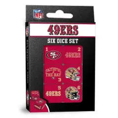MasterPieces Officially Licensed NFL San Francisco 49ers - 6 Piece D6 Gaming Dice Set Ages 6 and Up