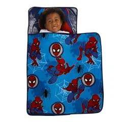 Marvel Spiderman Wall Crawler Red, White, and Blue Spider Webs Preschool Toddler Nap Mat