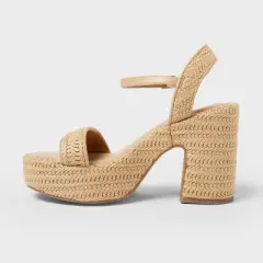 Women's Madeline Raffia Platform Sandal Heels with Memory Foam Insole - Universal Thread&trade;
