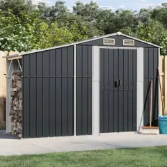 vidaXL Garden Shed in Anthracite - Galvanized Steel Garden Storage with Ample Space, Convenient Design, and Ventilation