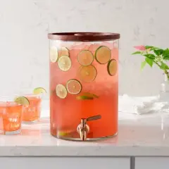 2gal Glass Modern Beverage Dispenser - Threshold&trade;: Cold Drink Holder, 2 Gallon Capacity, Stainless Steel & Wood