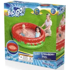 Bestway H2OGO! Sweet Strawberry Pool - 66" x H15 - Inflatable 3-Ring Play Pool, Kids,103 Gallon, Ages 2+