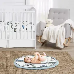 Sweet Jojo Designs Boy Baby Tummy Time Playmat Construction Truck Green Blue and Grey