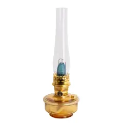 Aladdin Wall Mount Oil Lamp, Genie III Regency Fuel Lighting for Homesteaders or Emergencies, Amber Glass, 19.5 inches tall, Brass Trim