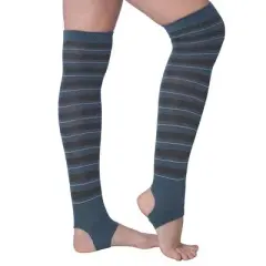 Denim Striped Color Pattern Stirrup Over the Knee Socks