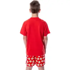 DC Comics Big Boys' The Flash Logo Short Sleeve Shirt Pajama Short Set Red