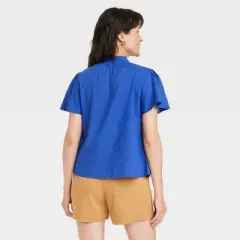 Women's Short Sleeve V-Neck Woven Eyelet Top - Knox Rose&trade;