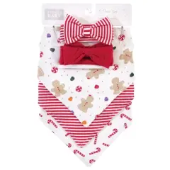 Hudson Baby Infant Girl Cotton Bib and Headband Set 5pk, Sugar Spice, One Size