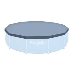 Funsicle 12' x 30" Outdoor Activity Round Metal Frame Above Ground Swimming Pool Set with 12' Secure Debris Pool Cover & SkimmerPlus Filter Pump, Blue