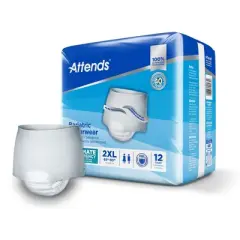 Attends Bariatric Underwear, Heavy Absorbency, Unisex, 2XL, 48 Count