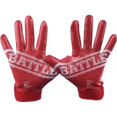 Battle Sports Doom 1.0 Youth Football Receiver Gloves - Red