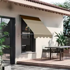 Outsunny 4' Arm Manual Retractable Sun Shade Patio Window Awning with Large Shade Area & Smooth Opening Crank