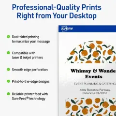 Avery Printable Arched Flat Cards, Sure Feed Technology, 4-3/4" x 3-1/2", Glossy White Cardstock, Print-to-The-Edge, Laser/Inkjet Printable, 40 Total