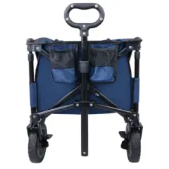 FURNIinspire Outdoor Serving Carts Utility Collapsible Folding Wagon Cart Heavy Duty Foldable Beach Wagon for Camping, Blue, 34.65"*17.71"*35.23"