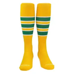 PEAR SOX Striped OTC Baseball, Softball, Football Socks - Gold, White, Kelly Green (C)