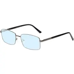 Enhance BIG&TALL 4053 Blue Light Designer Eyeglasses Shiny Gunmetal Silver 61 mm +0.25 Custom Lens Non-Refundable