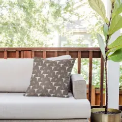 18"x18" Deny Designs Little Arrow Design Co Cow Skull Outdoor Throw Pillow Taupe