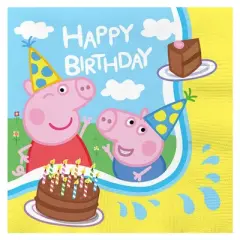 Treasures Gifted Peppa Pig Napkins - Peppa Pig Party Supplies - 16 Pack