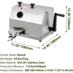 Commercial Sugar Cane Juicer Machine Manual Press Extractor Squeezer 110LBS/H