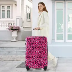 FONTOI Hardshell Luggage Sets of 3, 20"&24"&28" Luggages with Silicone Handles, Hot Pink Leopard, 11.6"*28.5"*17.9"