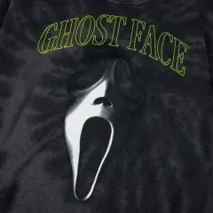 Ghostface Neon Green Letters Men's Black Spiral Dye Sweatshirt