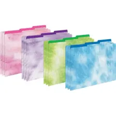 Barker Creek Purple Tie-Dye Get Organized File Folders Set Multi-Design 107 per Set: Stationery, Paper, Top Tab, 50 Sheet Capacity