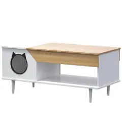 45'' Cat Coffee Table Hidden Litter Box Enclosure Furniture for Kitty Cats, Living Room Cat Furniture with Storage