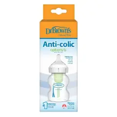 Dr. Brown's 5oz Anti-Colic Options+ Wide-Neck Baby Bottle with Level 1 Slow Flow Nipple - 0m+