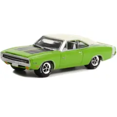 1970 Dodge Charger HEMI R/T Sublime Green with White Roof and White Tail Stripe (Lot #777) 1/64 Diecast Model Car by Greenlight